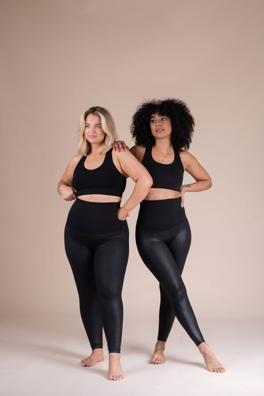 seamless leather look shapewear leggings by luxeso clothing